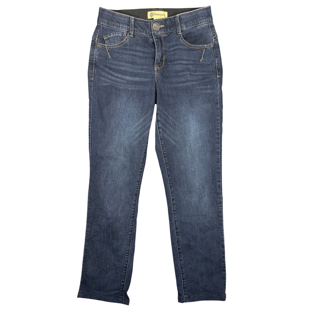 Democracy Ab Solution Straight Leg Jeans Womens 2 Dark Indigo Wash Stretch